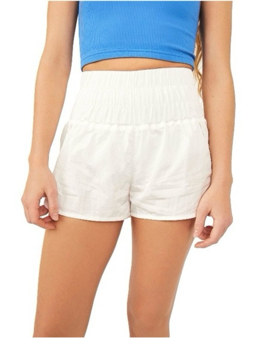 White colored Free People Movement The Way Home Shorts